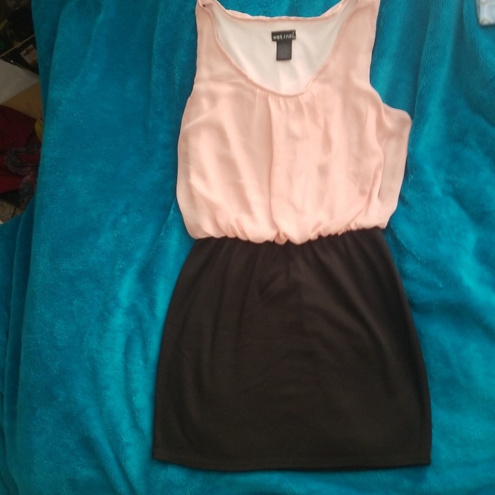 Wet Seal Dress - light blush pink w/ black